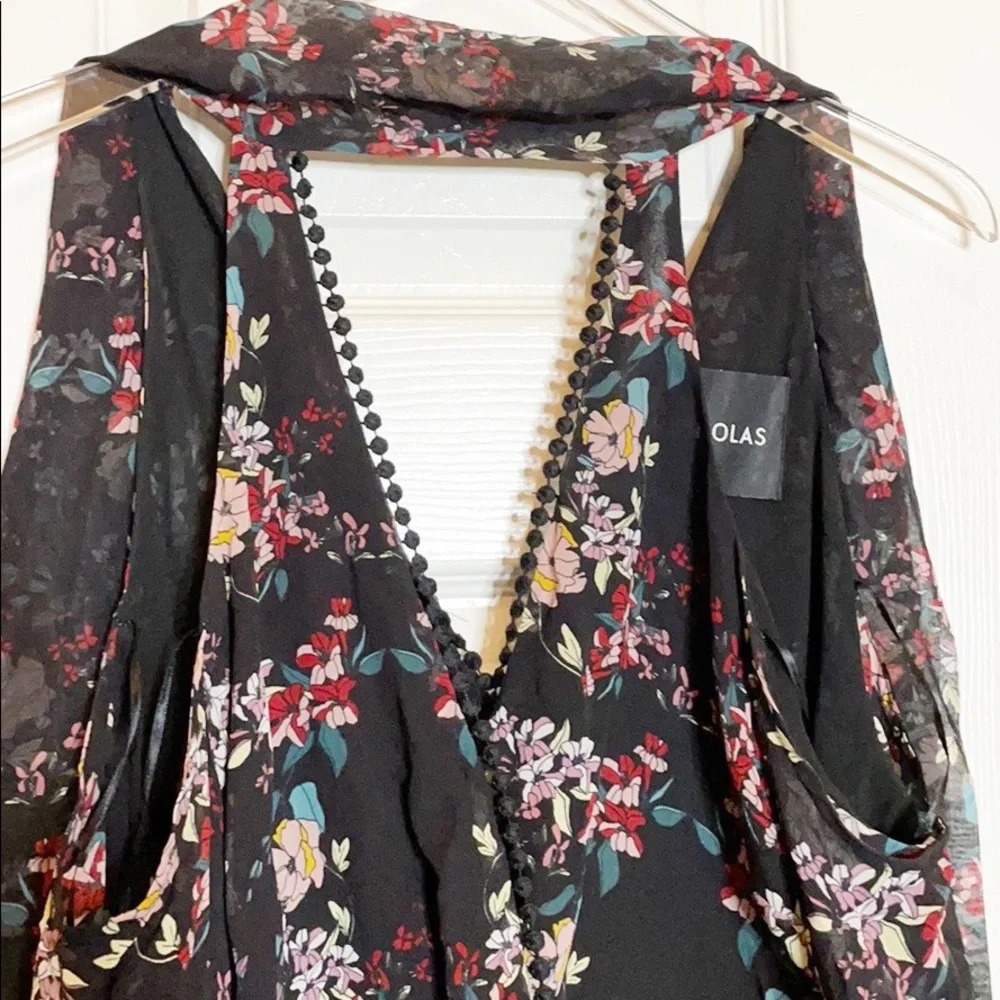 NICHOLAS Floral Chain Neck Wrap Silk Dress - Picture 8 of 15